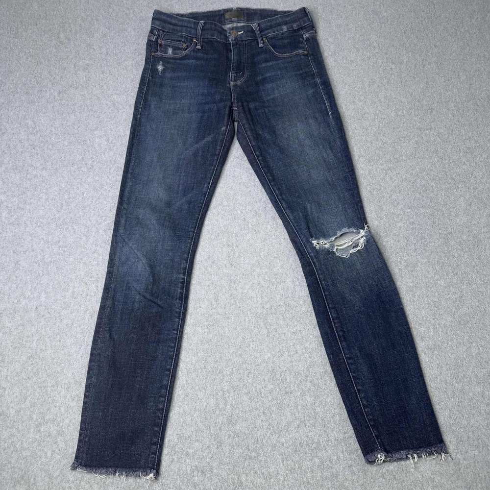 Mother Jeans Looker High Waisted Blue Ankle Fray Distressed‎ Women's Size 25